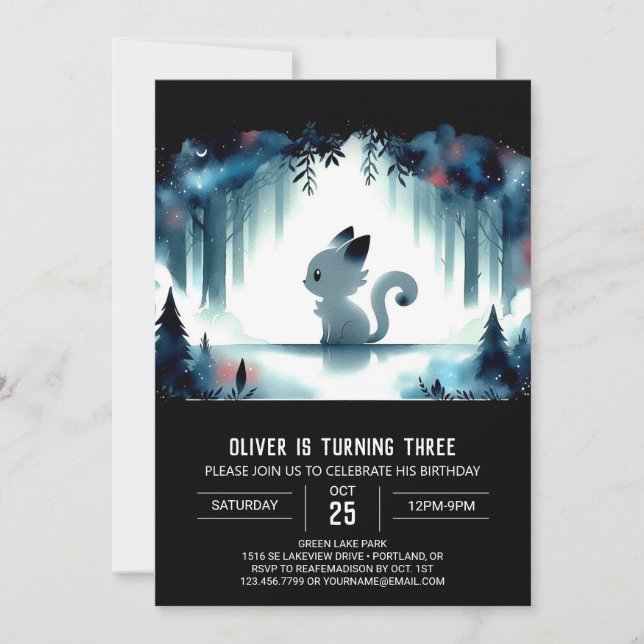 Invitación Majestic Adorable Cat Birday (Anverso)