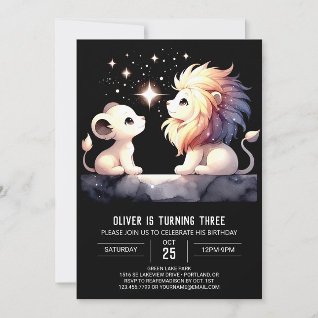 Invitación Majestic Boho Leon Birthday (Anverso)