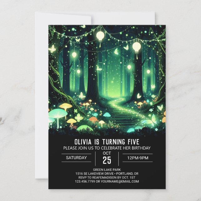 Invitación Majestic Boho Woodland Cumpleaños Digital (Anverso)