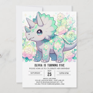 Invitación Majestic Chica Dinosaur Digital Birday