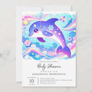 Invitación Majestic Cute Dolphin Baby Shower