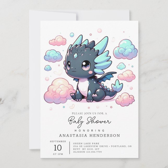 Invitación Majestic Dragon Baby Shower (Anverso)