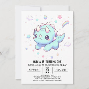 Invitación Majestic Dreamy Dinosaur 1er cumpleaños