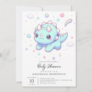 Invitación Majestic Dreamy Dinosaur Baby Shower