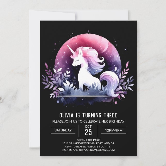 Invitación Majestic Fantasy Horse Cumpleaños (Anverso)