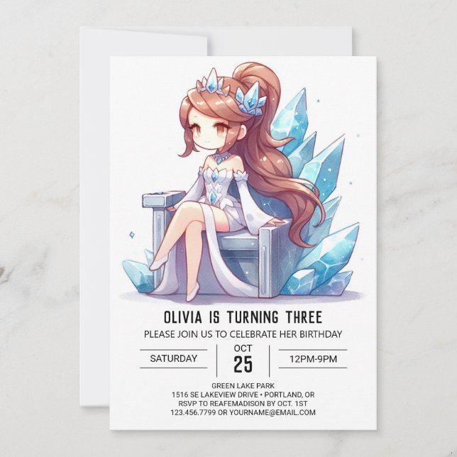 Invitación Majestic Fun Princess Cumpleaños (Anverso)