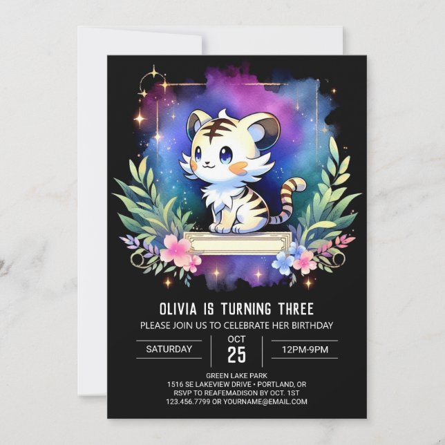 Invitación Majestic Fun Tiger Cumpleaños (Anverso)