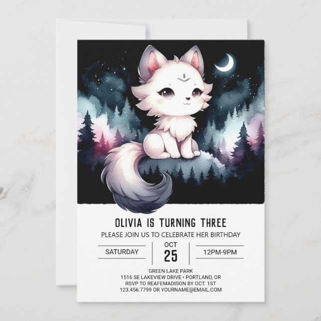 Invitación Majestic Fun Wolf Birthday (Anverso)