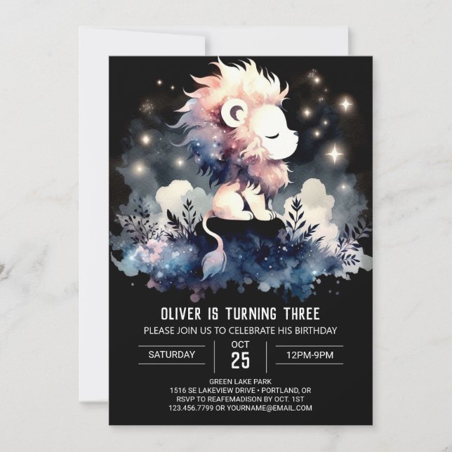 Invitación Majestic Kids Lion Birthday (Anverso)