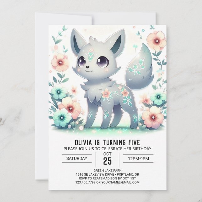 Invitación Majestic Little Wolf Digital Birday (Anverso)