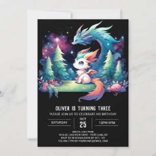 Invitación Majestic Minimalista Dragon Birday