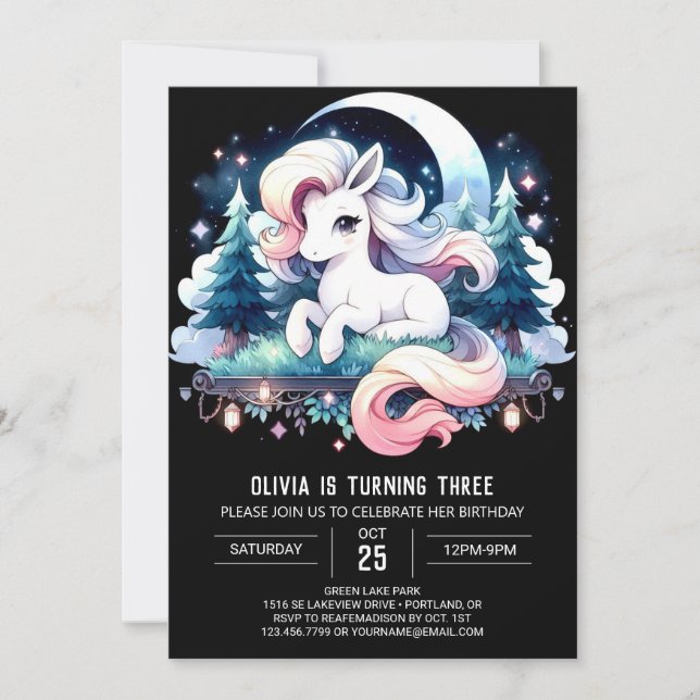 Invitación Majestic Moderno Horse Birthday (Anverso)