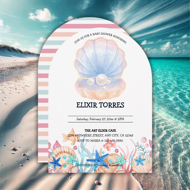 Invitación Majestic Pearl Under Sea Baby Shower (Subido por el creador)