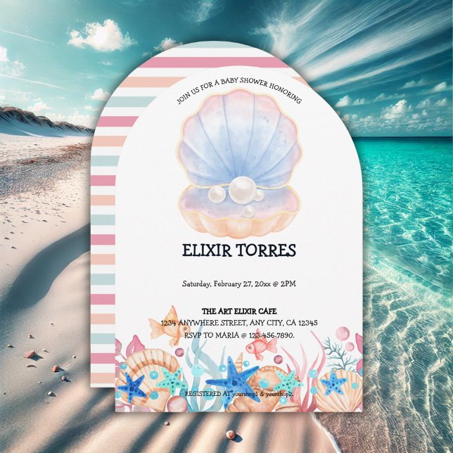 Invitación Majestic Pearl Under Sea Baby Shower (Subido por el creador)