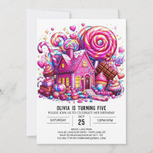 Invitación Majestic Personalizado Candyland Cumpleaños Digita