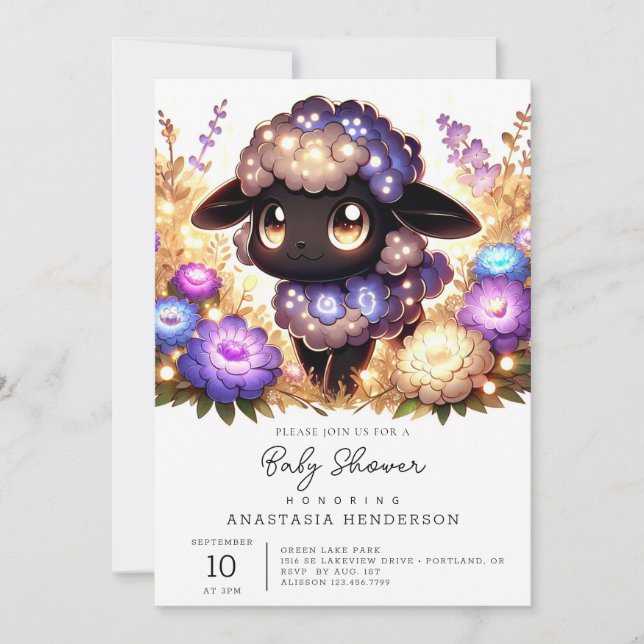 Invitación Majestic Sheep Baby Shower (Anverso)