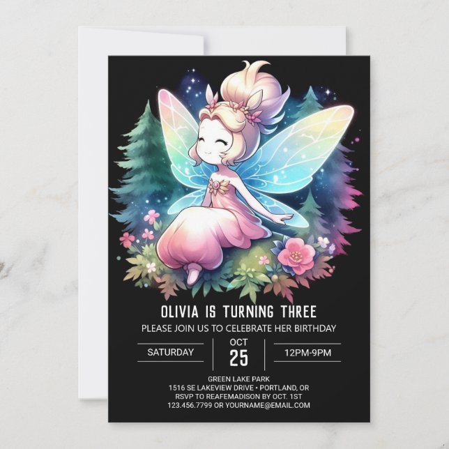 Invitación Majestic Theme Fairy Birday (Anverso)