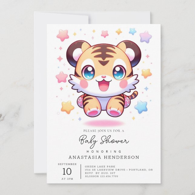 Invitación Majestic Tiger Baby Shower (Anverso)