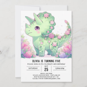 Invitación Majestic Triceratops Dinosaur Cumpleaños Digital