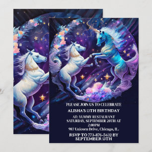 Invitación Majestic Unicornios Dancing Birday Party