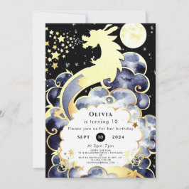 Invitación Majestic Watercolor Dragon Cumpleaños