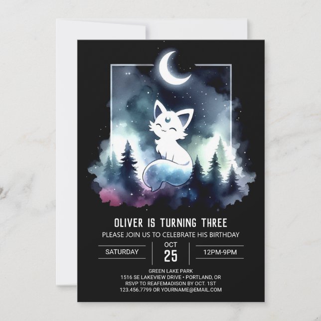 Invitación Majestic Whimsical Cat Birday (Anverso)