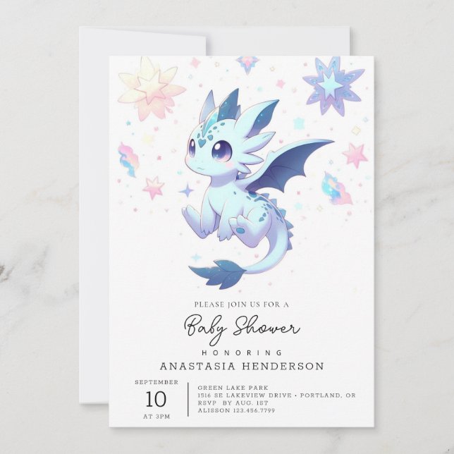 Invitación Majestic Whimsical Dragon Baby Shower (Anverso)