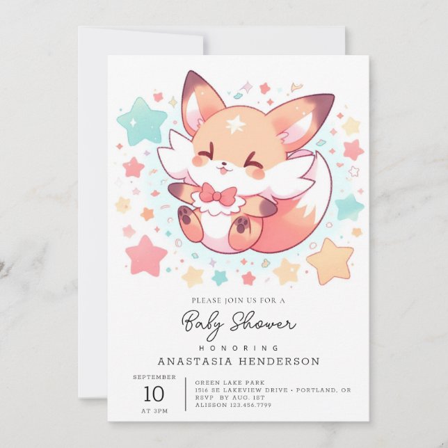 Invitación Majestic Woods Fox Baby Shower (Anverso)