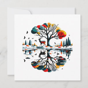 Invitación Majestuoso ciervo en bosque invernal nevado