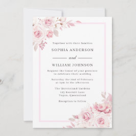 Invitación Majestuoso Rubor Hermoso Boda de acuarela floral