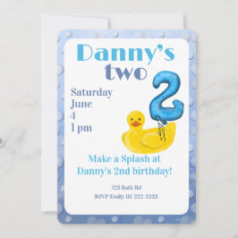 Invitación Make a Splash Rubber Duck 2nd Birthday Invitation