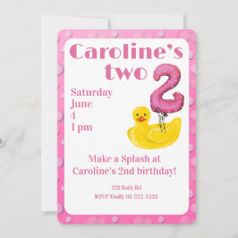 Invitación Make a Splash Rubber Duck 2nd Birthday Invitation