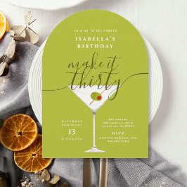 Invitación Make It Thirty Green Martini 30 Nacimiento Fiesta