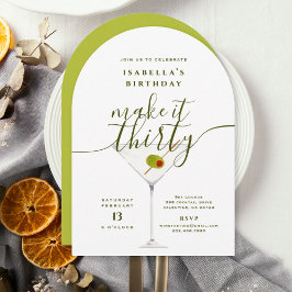 Invitación Make It Thirty White Martini 300 Birthday Fiesta