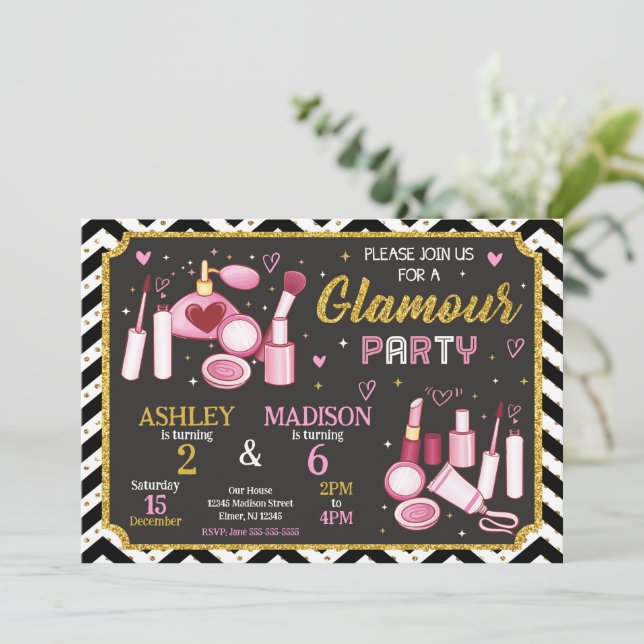 Invitación Makeup Birthday Invitation | Glamour Spa Party  (Anverso de pie)