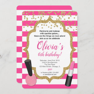 Invitación Makeup manicures chica invitado al cumpleaños del
