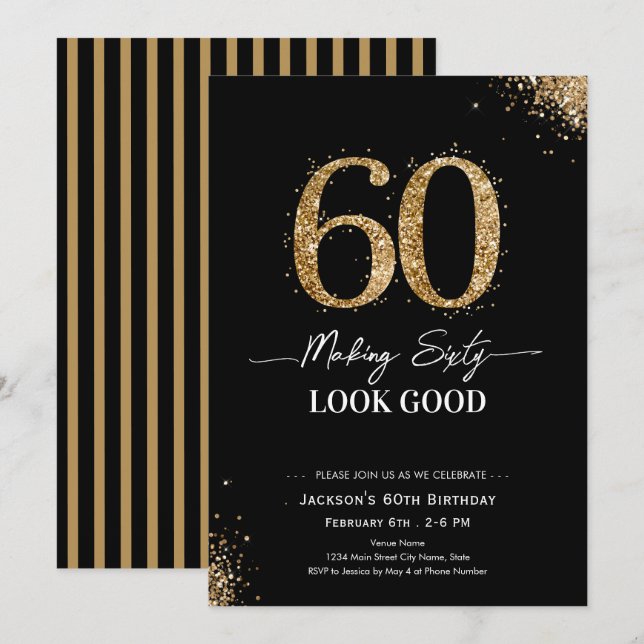 Invitación Making 60 Look Good Birthday (Anverso / Reverso)