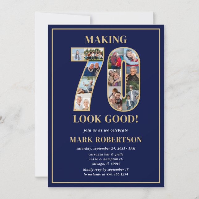 Invitación Making 70 Look Good Photo Birthday (Anverso)