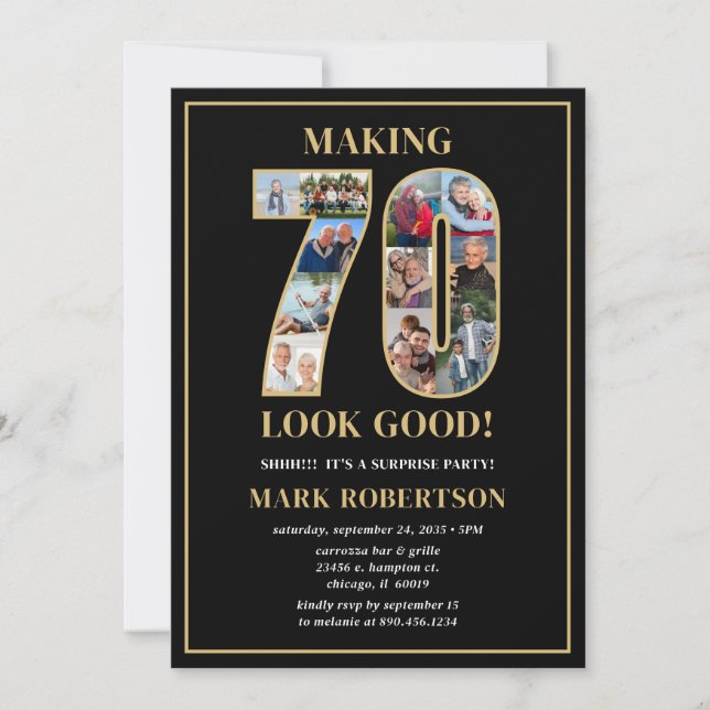 Invitación Making 70 Look Good Photo Surprise Birthday (Anverso)