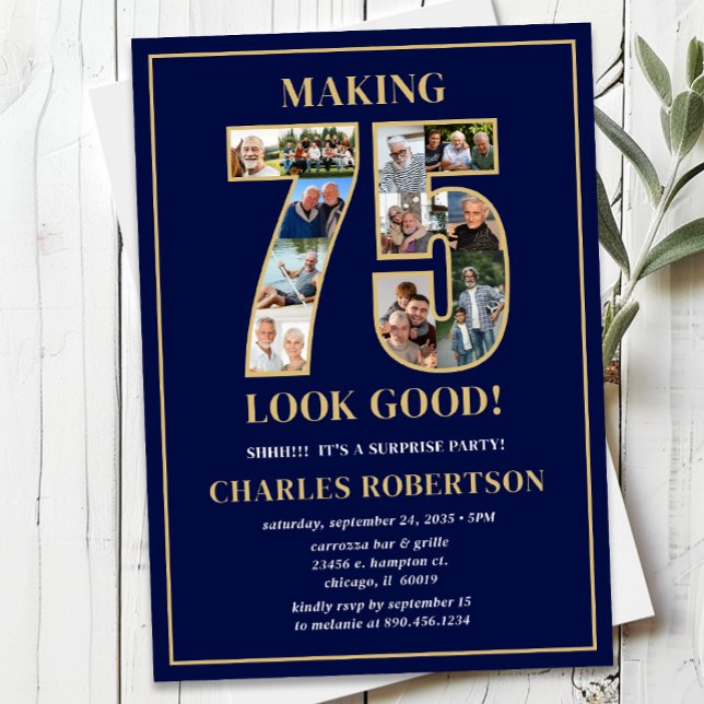 Invitación Making 75 Look Good Photo Surprise Birthday (Subido por el creador)