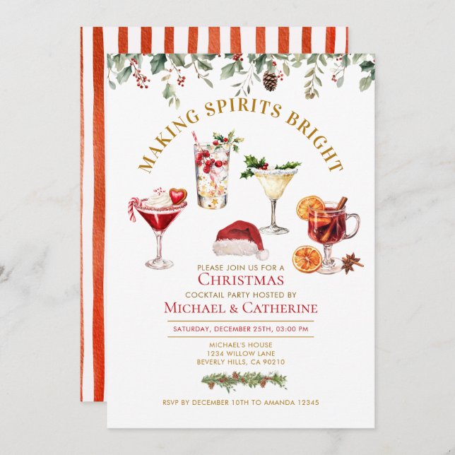 Invitación Making Spirit Bright Christmas Holiday Party (Anverso / Reverso)