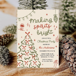 Invitación Making Spirit Bright Hand Drawn Christmas Party