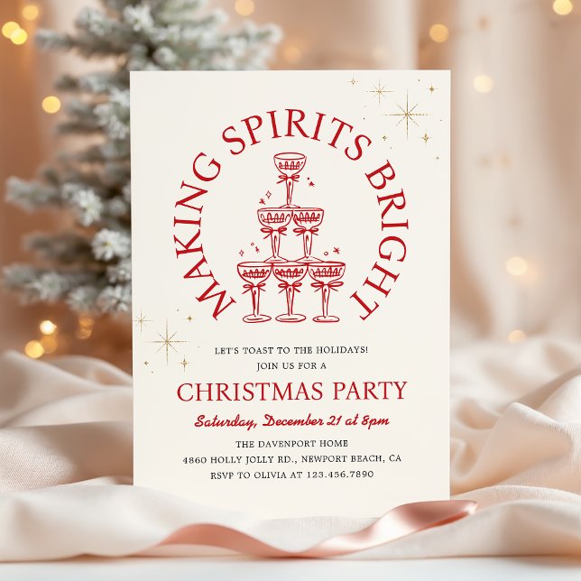 Invitación Making Spirits Bright Champagne Christmas Party (Subido por el creador)