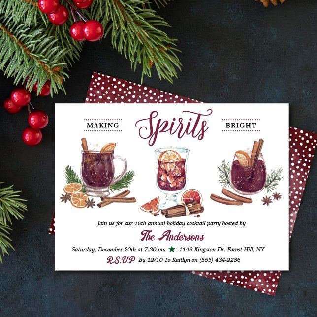 Invitación Making Spirits Bright | Holiday Cocktail Party (Subido por el creador)