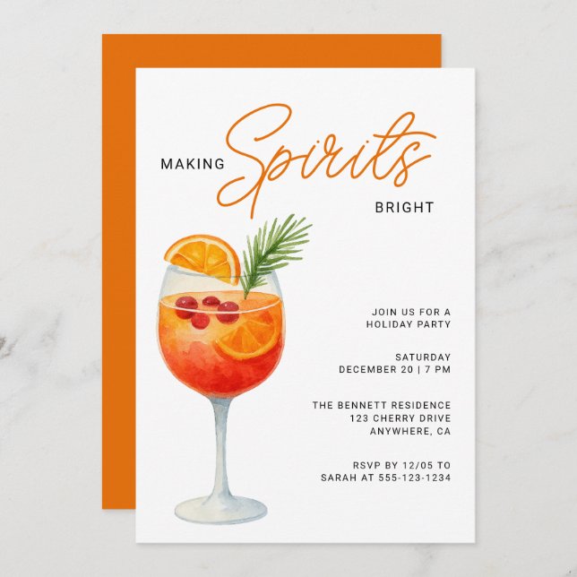 Invitación Making Sprits Bright Modern Christmas Party (Anverso / Reverso)