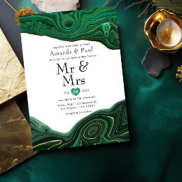 Invitación Malachite y Gold Strata Agate Sr. y Sra. Boda