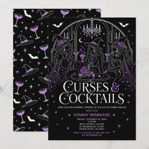 Invitación Maldiciones y cócteles noche de chicas brujas