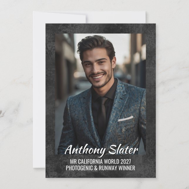 Invitación Male Pageant Autograph Cards - Modern Border (Anverso)