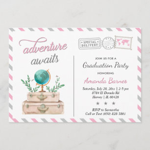 Invitación Maleta de viaje Fiesta de Graduación  La aventura 