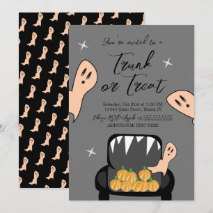 Invitación Maleta un fantasma gris de Halloween
